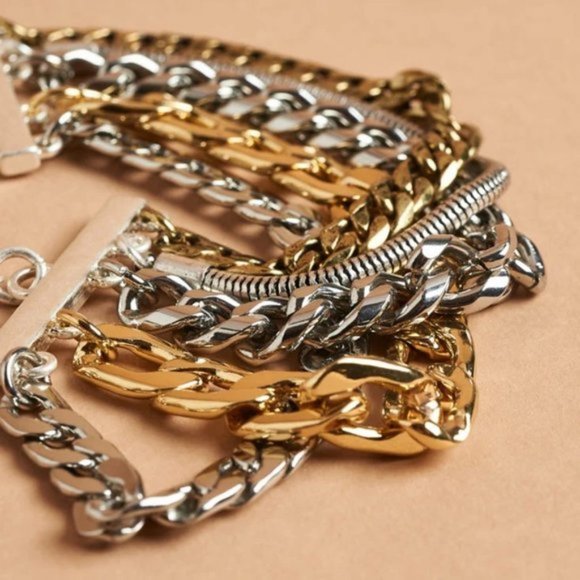Jenny Bird Austin Stacking Multi-Metal Cuff Stacked Bracelet Jewelry Silver Gold - Picture 5 of 8